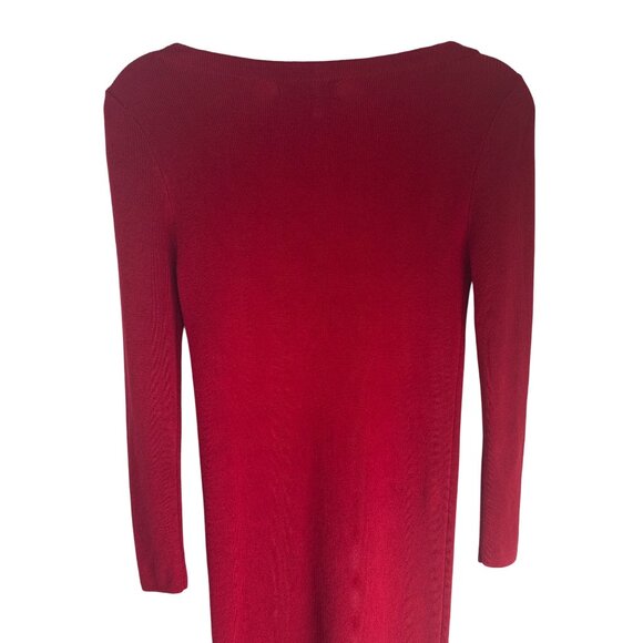 ZARA Medium Knit Red Long-Sleeve Midi Bodycon Dress Slim Fit - Picture 11 of 13